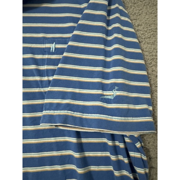 Johnnie-O Polo Shirt Men's L Performance Golf Striped Stretch Active - Picture 3 of 8